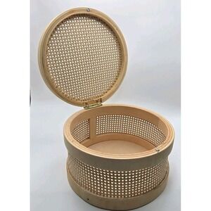 Target Bullseye Playground Wicker Round Decorative Box Magnet Close Lid New